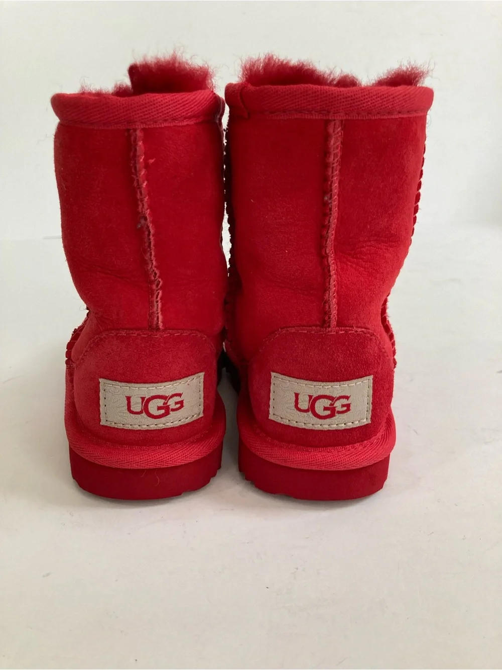 UGG Classic Short Sherling Fur Winter Red Boots 7 Toddler Leather